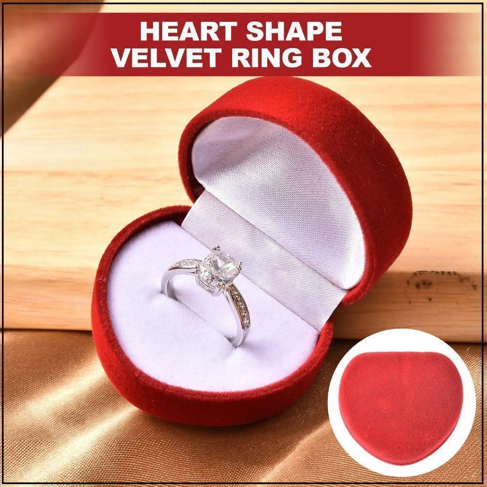 Heart Shape Velvet Jewelry Gift Box Red - Picture 3 of 6